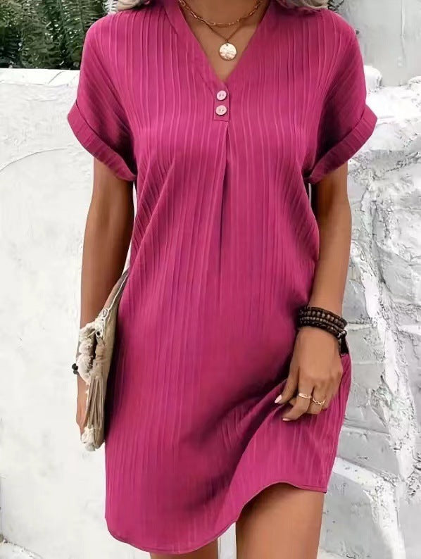Women's Casual V-Neck Short Sleeve Summer Dress
