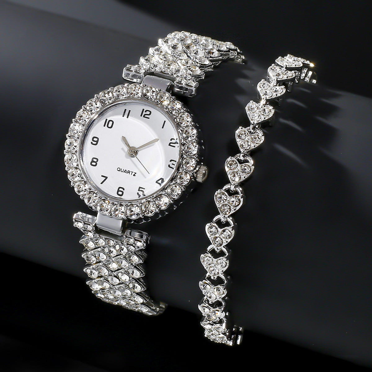 Women’s Silver Quartz Watch & Bracelet Set