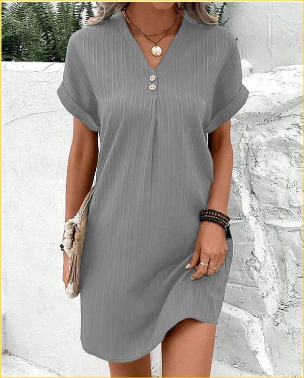 Women's Casual V-Neck Short Sleeve Summer Dress