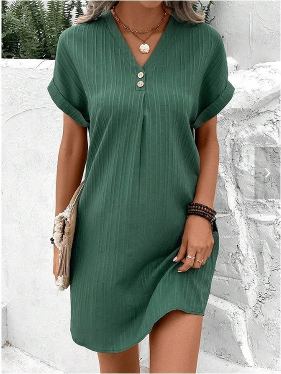 Women's Casual V-Neck Short Sleeve Summer Dress