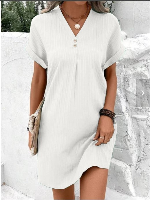 Women's Casual V-Neck Short Sleeve Summer Dress