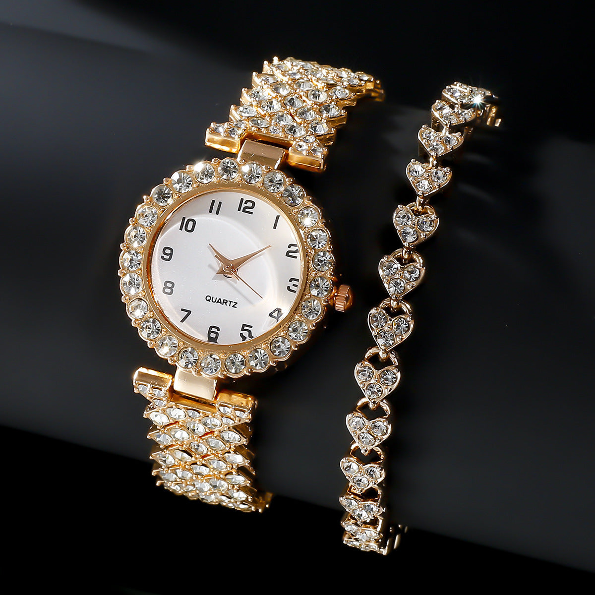 Women’s Silver Quartz Watch & Bracelet Set